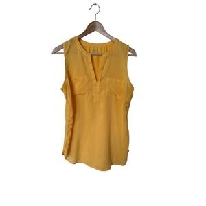 LOFT‎ Yellow Sleeveless V-Neck Pocket Utility Blouse Women's Size M